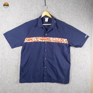 Murf Wear Button-Up Hawaiian Shirt Blue Cotton Short Sleeve Men's Size XL